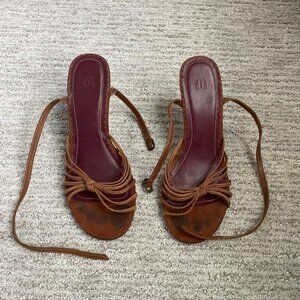 GAP brown strappy wedge sandals/heels